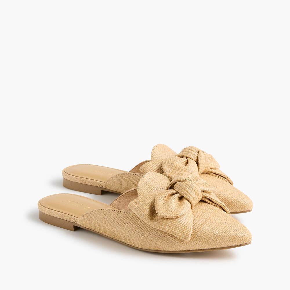 NWT J Crew Factory Woven Bow Mules Raffia Size 8.5
